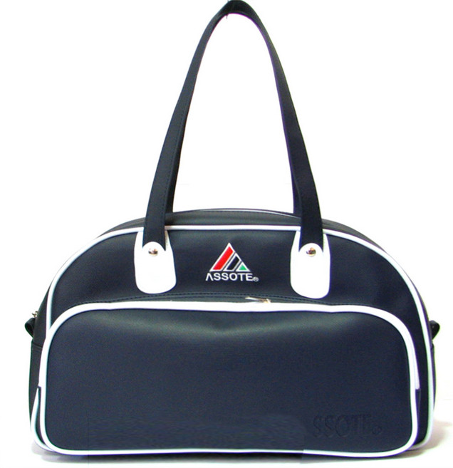 아소테 앞포켓 베이직 스포츠 가방, 네이비바탕 + 화이트줄, 1개