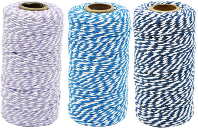 Donna&deco Rio 麻繩包裝繩3件組, 90m, 淺紫色 + 天空藍 + 深藍色, 1組