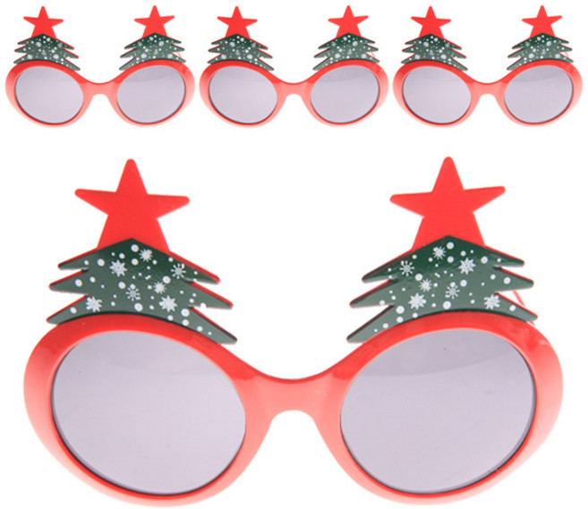 리빙다 빨간별 트리 안경, 혼합색상, 4개