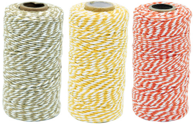 Rio 麻繩包裝繩3件組, 90m, 淺棕色 + 黃色 + 橘色, 1套