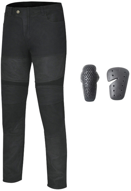 컨쿼 바클레이 케블라 메쉬 라이딩 오토바이 바지 + 보호대, 블랙