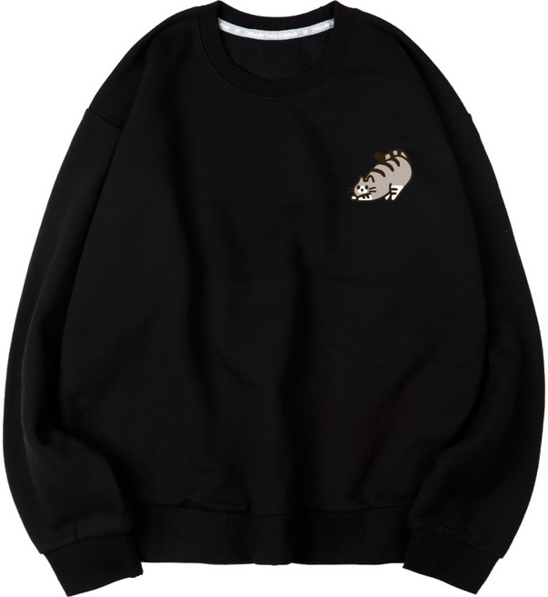 벤힛 남녀공용 캣독 자수 세미 오버핏 특양면 맨투맨