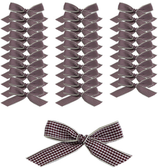 티나피크닉 핸드메이드 얇은 체크 리본, 초코, 30개