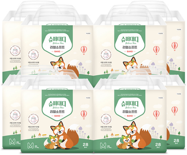 슈퍼대디 리얼 소프트 밴드형 기저귀, 중형(M), 224매