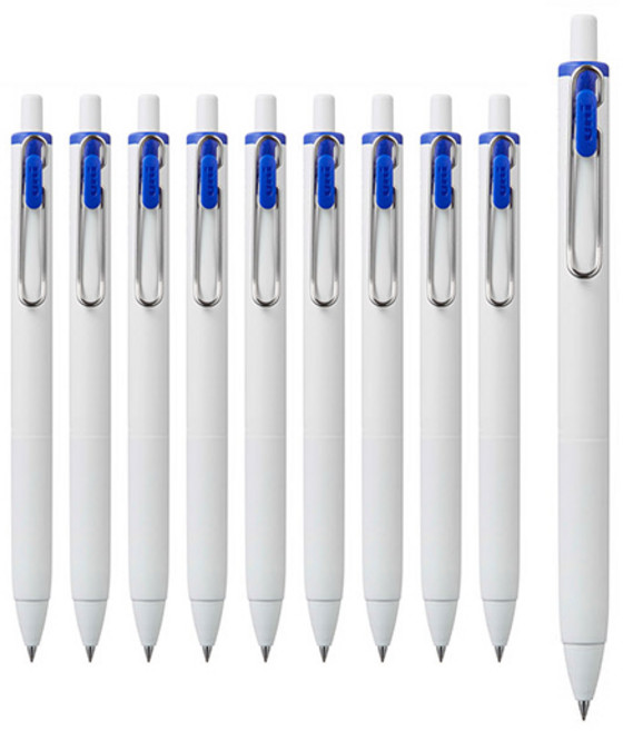 유니볼원 중성 잉크펜 0.38mm, 블루, 10개