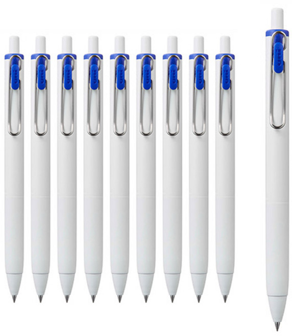 유니볼원 중성 잉크펜 0.5mm, 블루, 10개