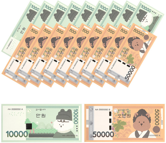 데일리라이크 마이 버디 현금봉투 01 Ten thousand 10p + 02 Fifty thousand 10p, 혼합색상, 20개