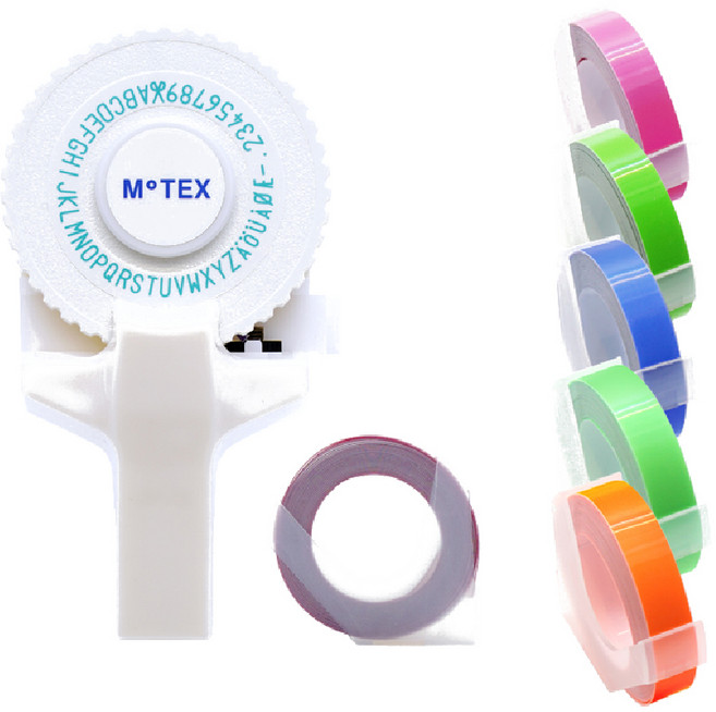 모텍스 또각이 라벨기 E-101 + 리필테이프 랜덤발송 + 파스텔 3종 + 형광 2종, 화이트, 1세트