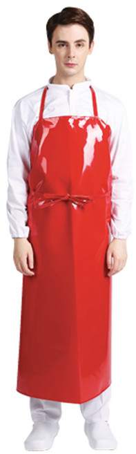 웰프런 양면코팅 방수앞치마 목끈형 특대, 레드, 1개