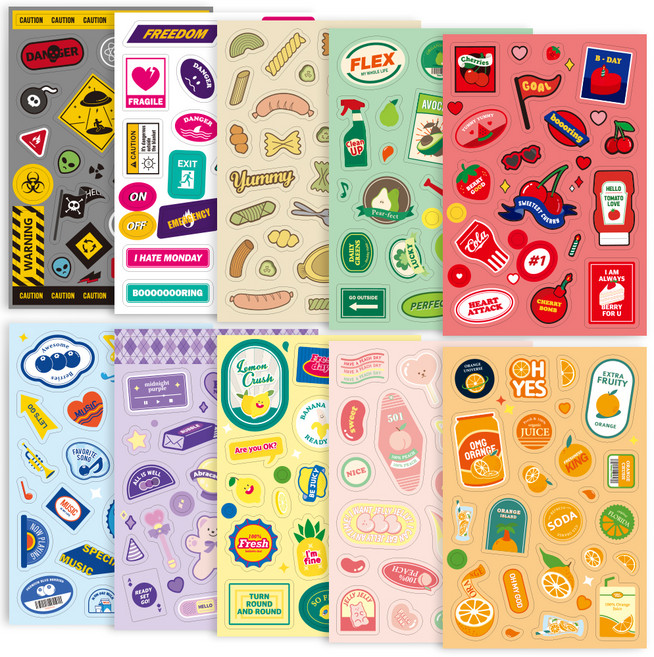 리훈 리무버블스티커 레트로 10종 세트, 혼합색상, 1세트