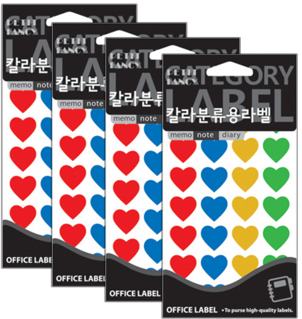 쁘띠팬시 칼라 분류용 라벨 20-342A, 혼합색상, 4개