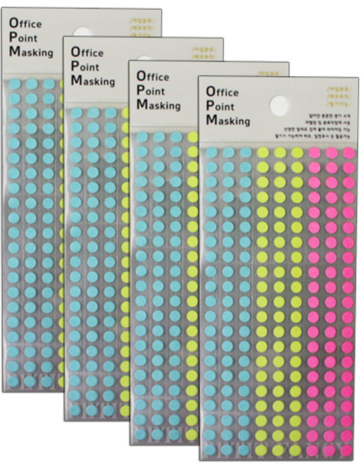 쁘띠팬시 오피스 포인트 마스킹 견출지 OPM-S306A, 혼합색상, 6개입, 4개