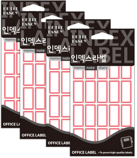 쁘띠팬시 일반 인덱스 라벨 견출지 20-220R, 빨강, 18개입, 4개