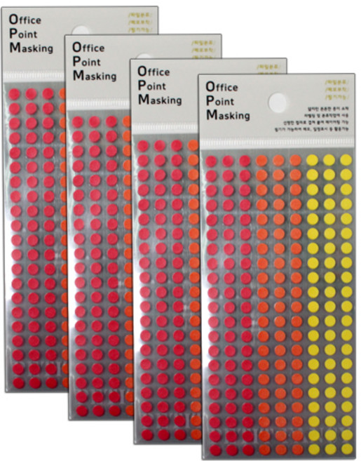 쁘띠팬시 오피스 포인트 마스킹 견출지 OPM-R306A, 혼합색상, 6개입, 4개