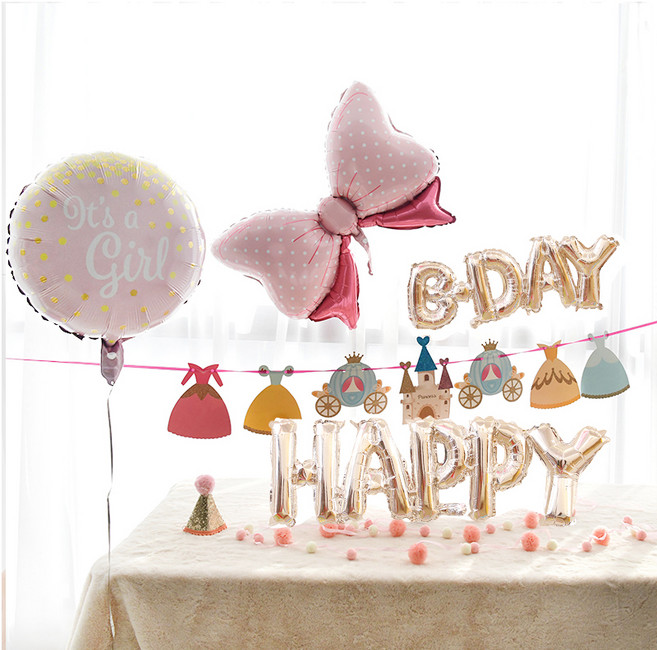 오늘파티 It's a girl 어린이 생일파티 장식소품세트, 혼합색상, 1세트