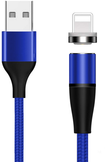 DC NET WORK 第4代iphone 8針磁吸快速充電線 1m+轉接頭, 藍色, 1套, 1m