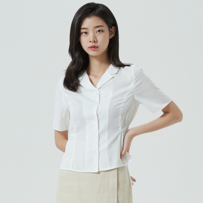 미쏘 린넨라이크 카라 뒷밴딩 블라우스