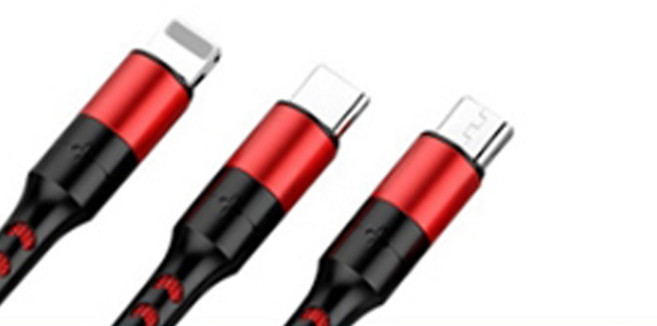 다퍼남 3in1 초고속 충전 데이터 케이블 5A, 1개, 레드, 1.25m