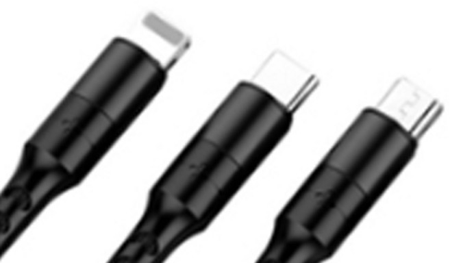 다퍼남 3in1 초고속 충전 데이터 케이블 5A, 1개, 블랙, 1.25m