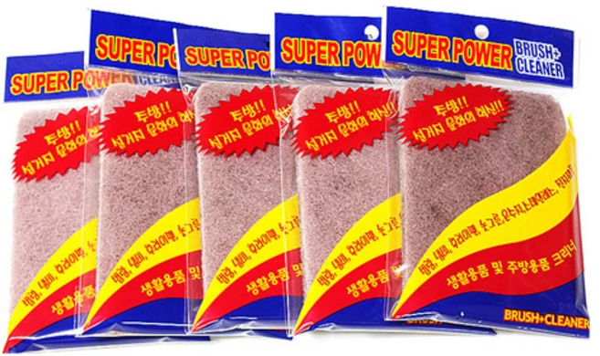 슈퍼파워 브러쉬 클리너 양면 수세미, 1개입, 5개 - 쿠팡