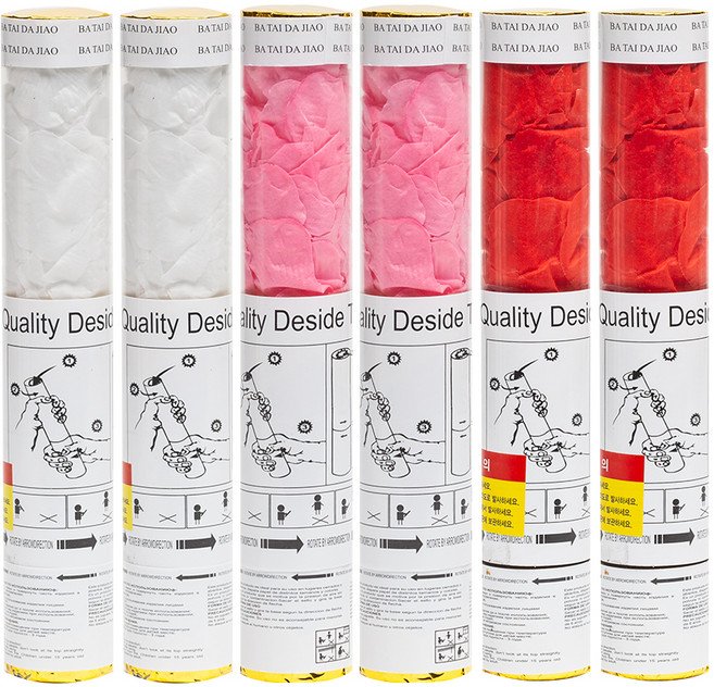 웨딩폭죽 플라워 샤워 3종 x 2p 세트, 화이트, 핑크, 레드, 1세트