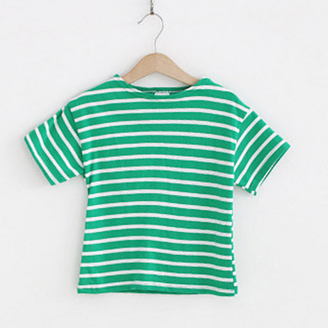 레인보우키즈 아동용 통기성 데일리 스트라이프 반팔 티셔츠