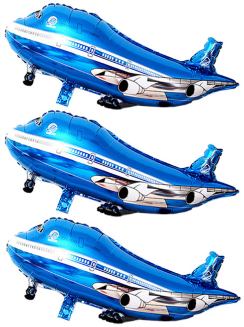 와우파티코리아 비행기 은박풍선, 블루, 3개