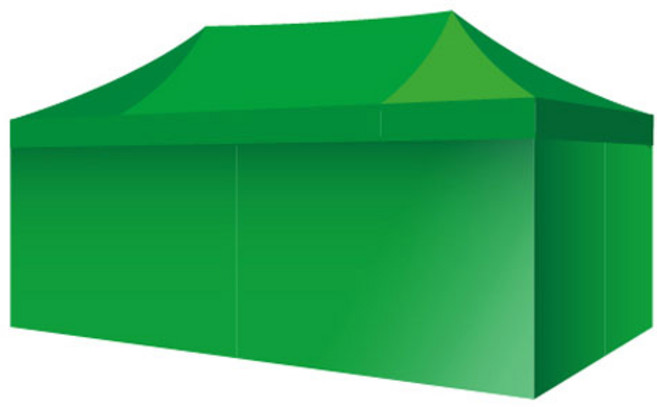 홍캐노피 스틸 민자벽면 캐노피 천막 2 x 4 m, 녹색, 1개