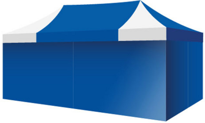 홍캐노피 스틸 민자벽면 캐노피 천막 2 x 4 m, 파랑 중앙 + 백색, 1개
