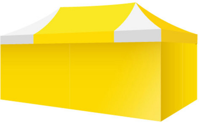 홍캐노피 스틸 민자벽면 캐노피 천막 2 x 4 m, 노랑 중앙 + 백색, 1개