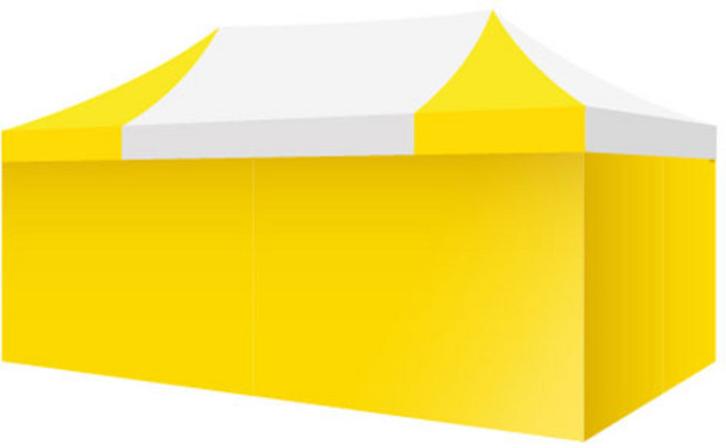 홍캐노피 스틸 민자벽면 캐노피 천막 2 x 4 m, 백색 중앙 + 노랑, 1개