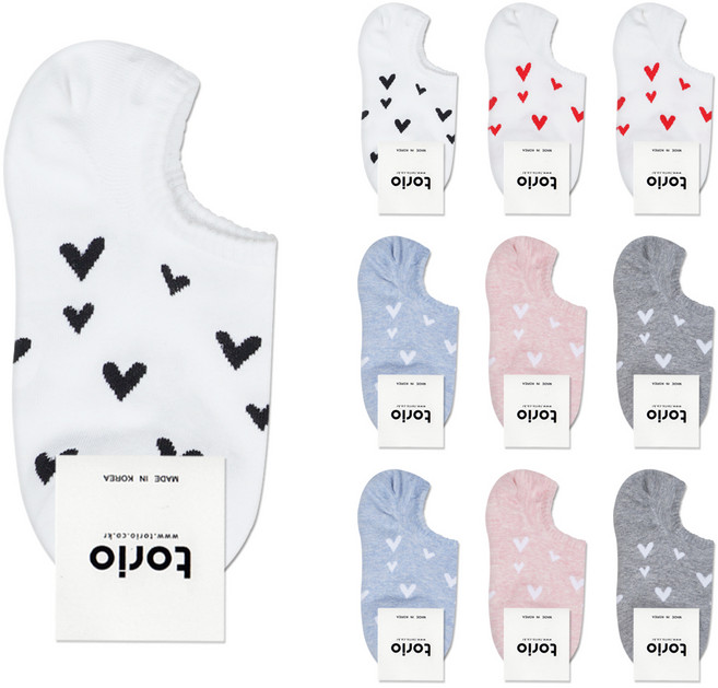 박군 여성용 레터링하트 양말 10족