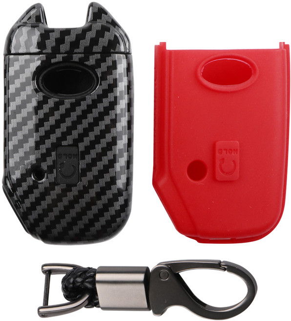 카템 리얼 카본 키 케이스 + 키링 풀세트, 혼합색상, K05