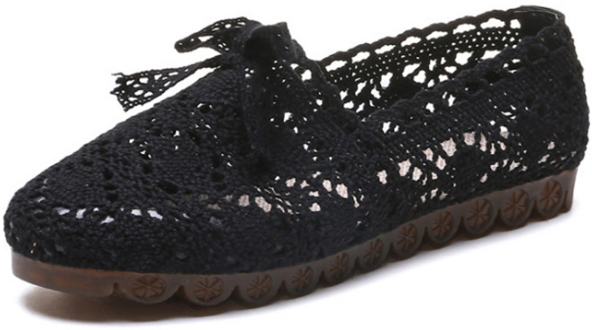 올나인 라탄 레이스포인트 러블리 플랫슈즈