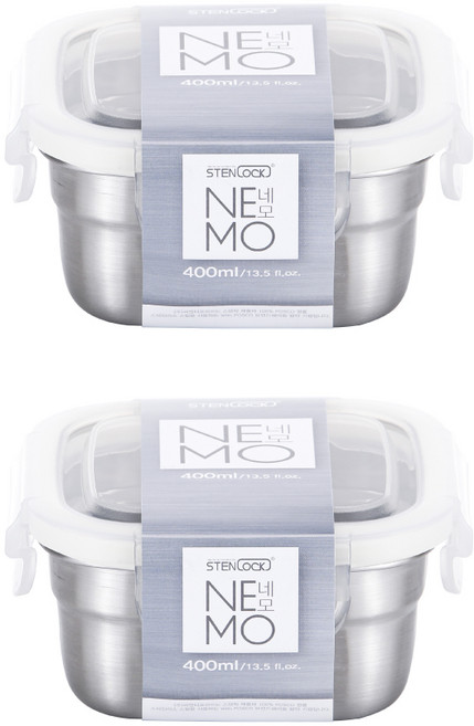 STENLOCK 史丹利 Nemo正方形密封保鮮盒, 4號(400ml), 2個