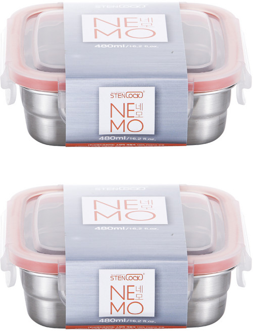 STENLOCK 史丹利 Nemo正方形密封保鮮盒, 2個, 6號(480ml)
