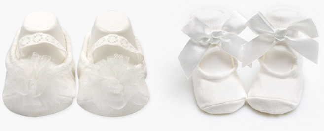 럭셔리 쉬폰 코사지 슈 덧신 2종 세트