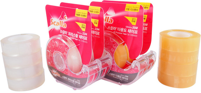 스칼라 테이프 본품 18mm x 4p + 리필 18mm x 8p 세트, 혼합색상, 1세트
