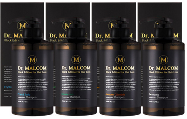 닥터 말콤 블랙에디션 포 헤어로스 탈모샴푸 오리엔탈 허브 500ml + 어썸카렌듈라 500ml + 크리스탈 스칼프 500ml + 퓨어 아카시아 500ml 세트, 1세트