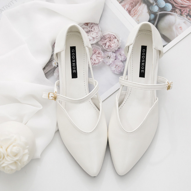 갓슈 피르 크로스 메리제인 사이드오픈 플랫