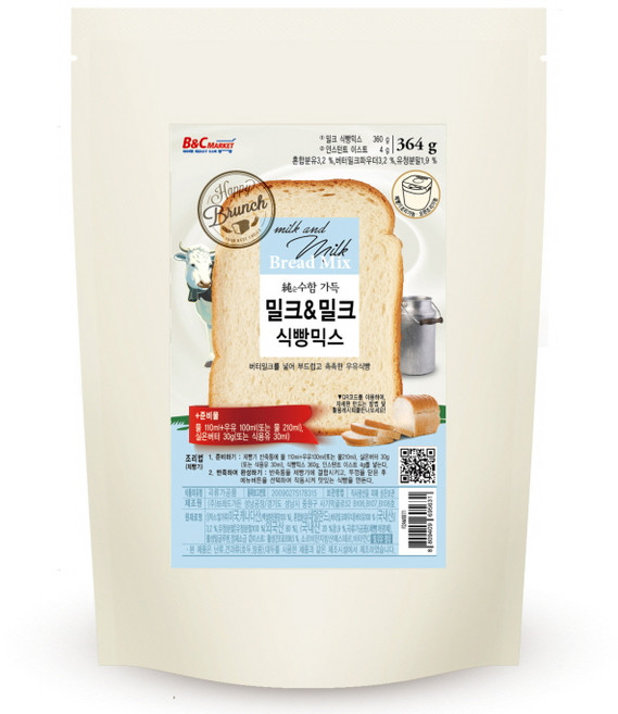 브레드가든 밀크 앤 밀크 식빵믹스, 364g, 1개