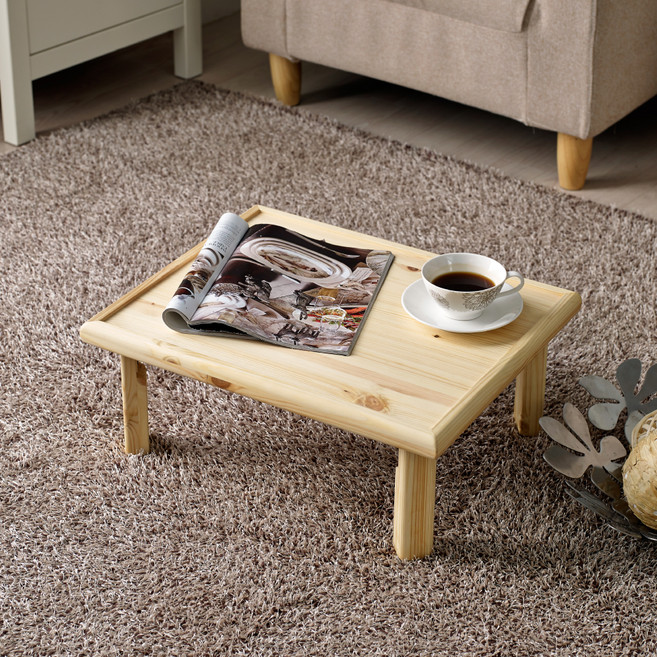 조은세상 편백나무 원목 강철 테이블 500 x 400 mm, 내추럴