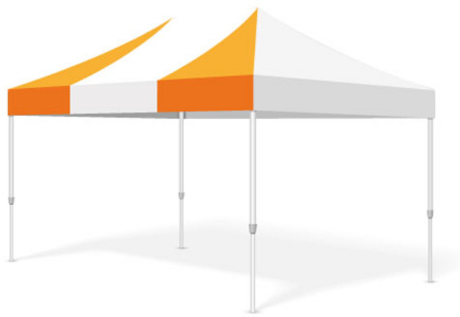 홍캐노피 알루미늄 캐노피천막 3 x 4.5 m, 백색(중앙) + 주황, 1세트