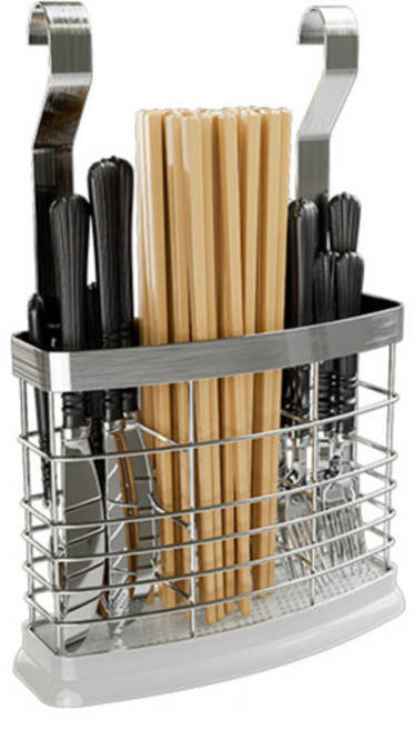 벽걸이 스테인레스 주방정리대 3구 수저통, 혼합색상