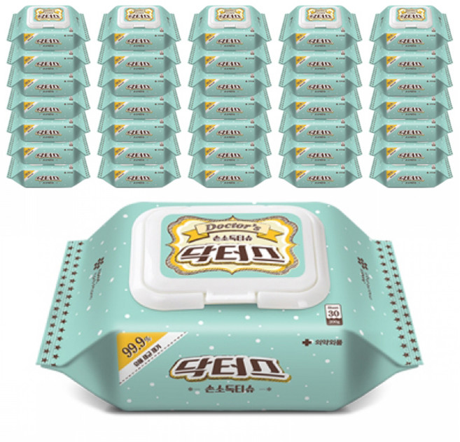 닥터스 손소독티슈 캡형, 30개입, 36개