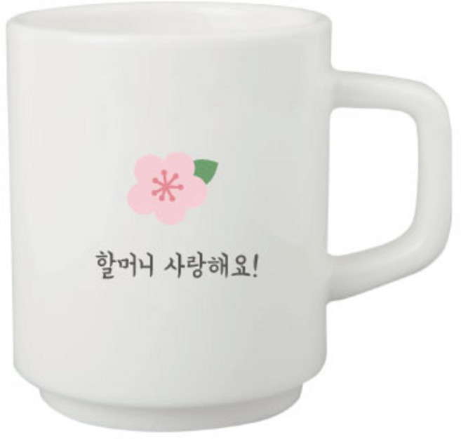 디자인아지트 타워 머그컵 벚꽃 할머니 사랑해요, 화이트, 1개