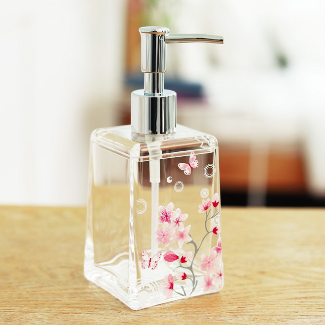 나비 플라워 아크릴 퐁퐁 용기, 핑크, 1개