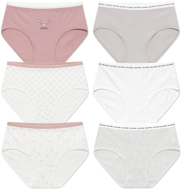 플로린 여성용 데일리 면스판 미디팬티 6p 세트 FWP-0103