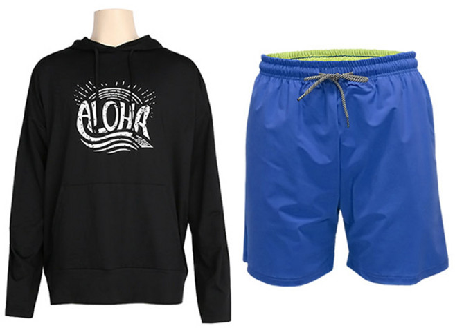 벤디스 남성용 몰디브 후드 래쉬가드 C274 + 사이디드 비치팬츠 M613 세트