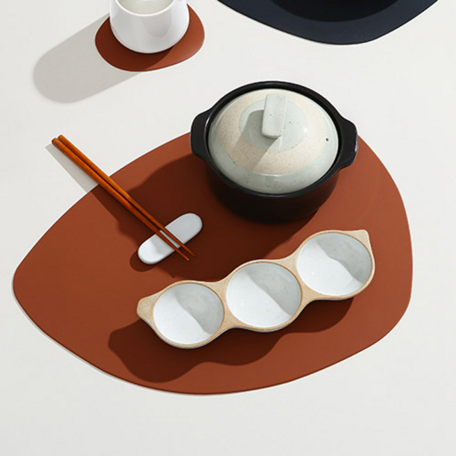 에라토 스톤 실리콘 식탁매트, 브라운, 430 x 330 mm, 1개